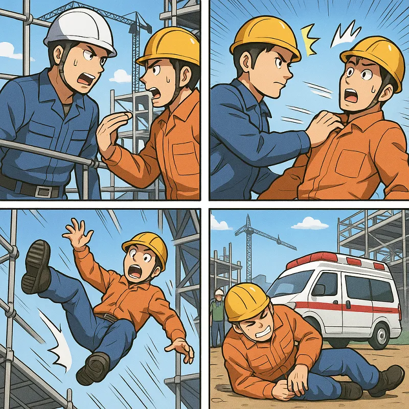 공사장에서 밀쳐 떨어뜨려 양쪽 다리가 골절된 경우 중상해죄