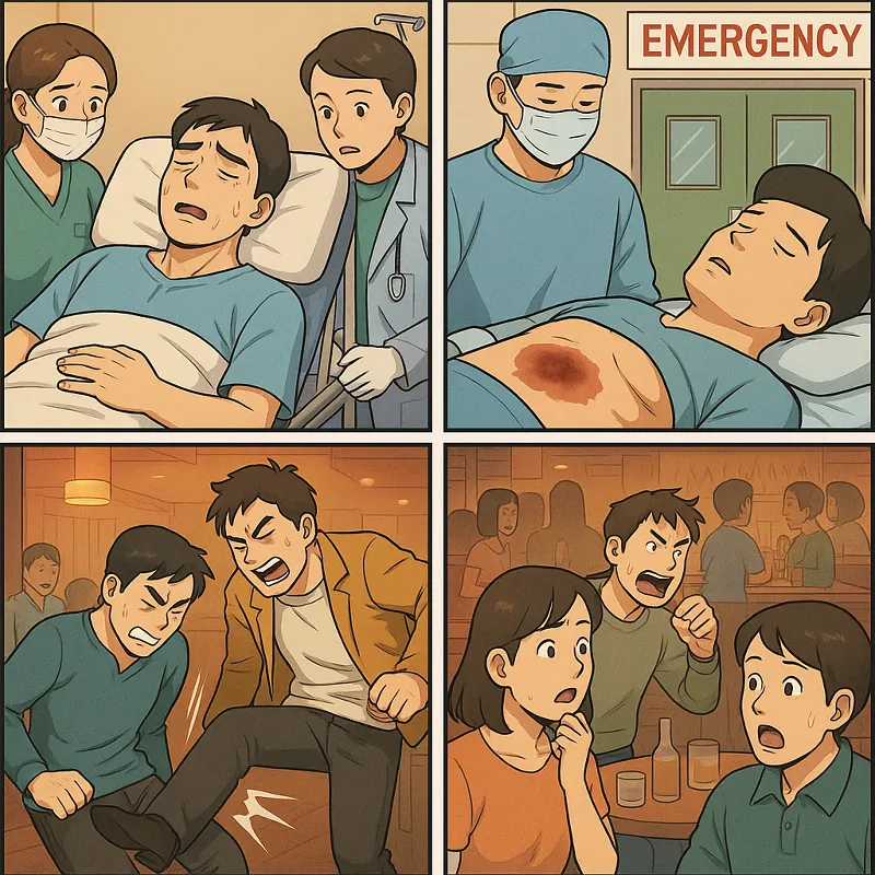 발로 배를 걷어차 장기 파열로 수술을 받은 경우 중상해죄